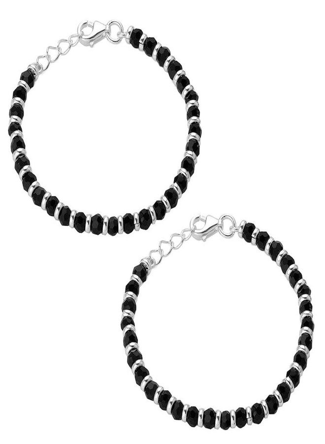 Utkarsh (Set Of 2 Pcs Black & Silver JAA0025-01 Crystal Beads/Stone Toddlers/Kids Nazariya Foot/Leg Payal Chain Anklets/Bracelet For 1 Years To 5 Years New Born Baby Boys & Girls - Image 1