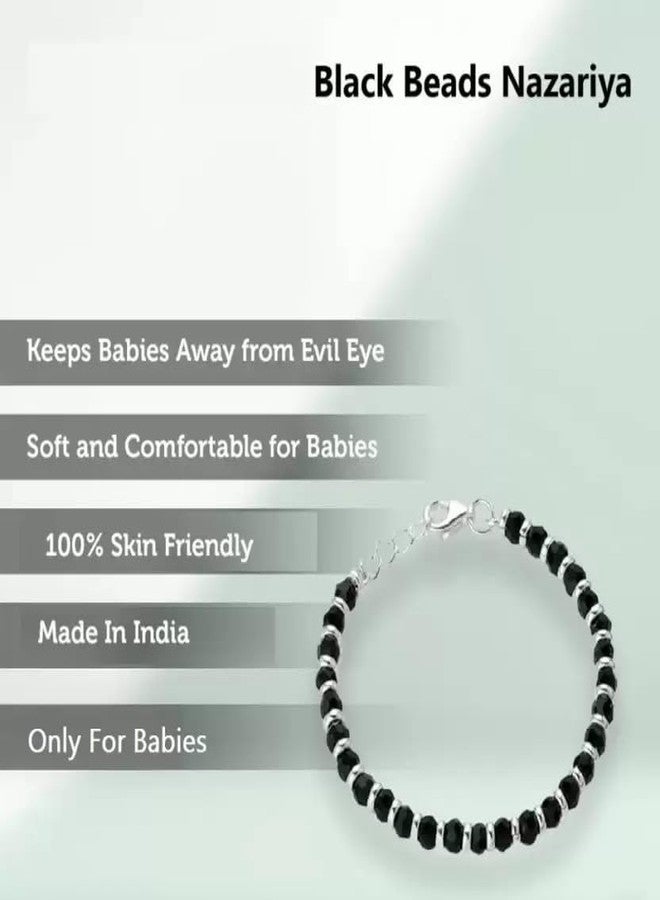 Utkarsh (Set Of 2 Pcs Black & Silver JAA0025-01 Crystal Beads/Stone Toddlers/Kids Nazariya Foot/Leg Payal Chain Anklets/Bracelet For 1 Years To 5 Years New Born Baby Boys & Girls - Image 3