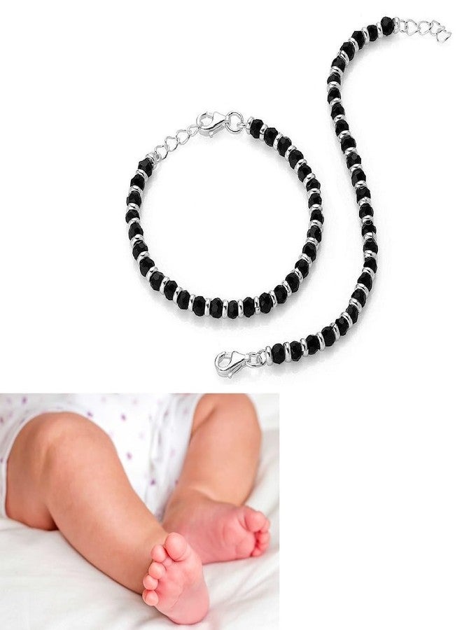 Utkarsh (Set Of 2 Pcs Black & Silver JAA0025-01 Crystal Beads/Stone Toddlers/Kids Nazariya Foot/Leg Payal Chain Anklets/Bracelet For 1 Years To 5 Years New Born Baby Boys & Girls - Image 2