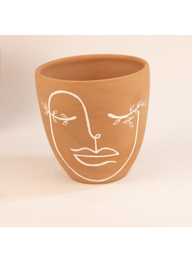 Handmade pottery empty pot - brown - 10*10 cm