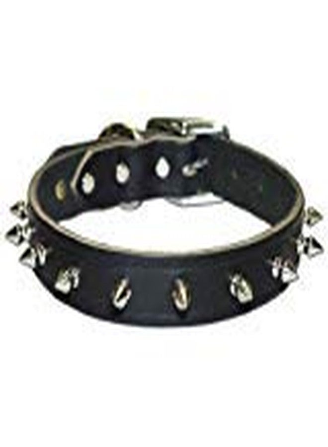 OmniPet Spiked Latigo Leather Dog Collar, Black, 3/4" x 18"