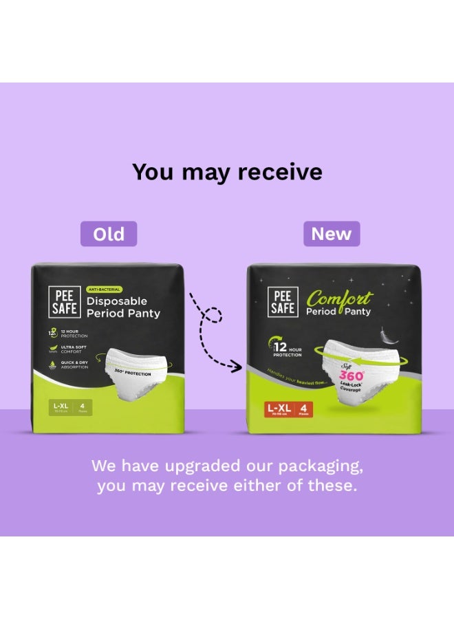 بيساف سراويل داخلية مريحة من بي سيف لفترة الدورة الشهرية | مقاس L-XL | 4 سراويل | حماية شاملة 360 درجة | حماية لمدة 12 ساعة | مقاومة للتسرب | راحة طوال الليل | خالية من الطفح الجلدي والمواد السامة | تصميم سلس ومريح - Image 2