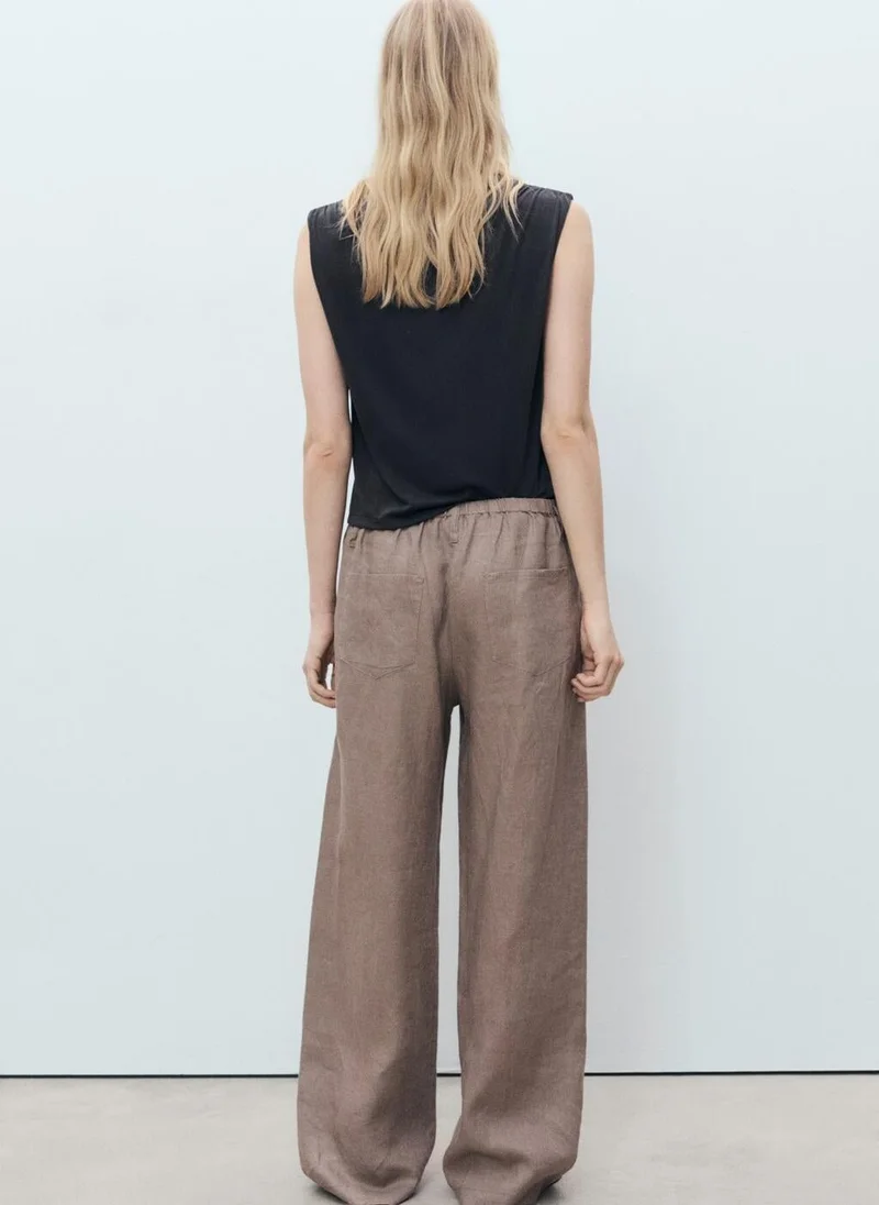 MANGO flowy t-shirt with gathered shoulders