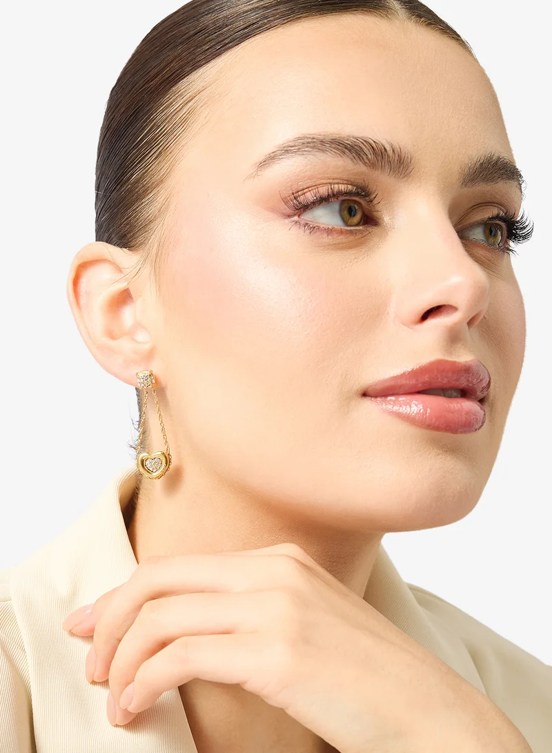 GUESS Heart Pave Pendant Earrings