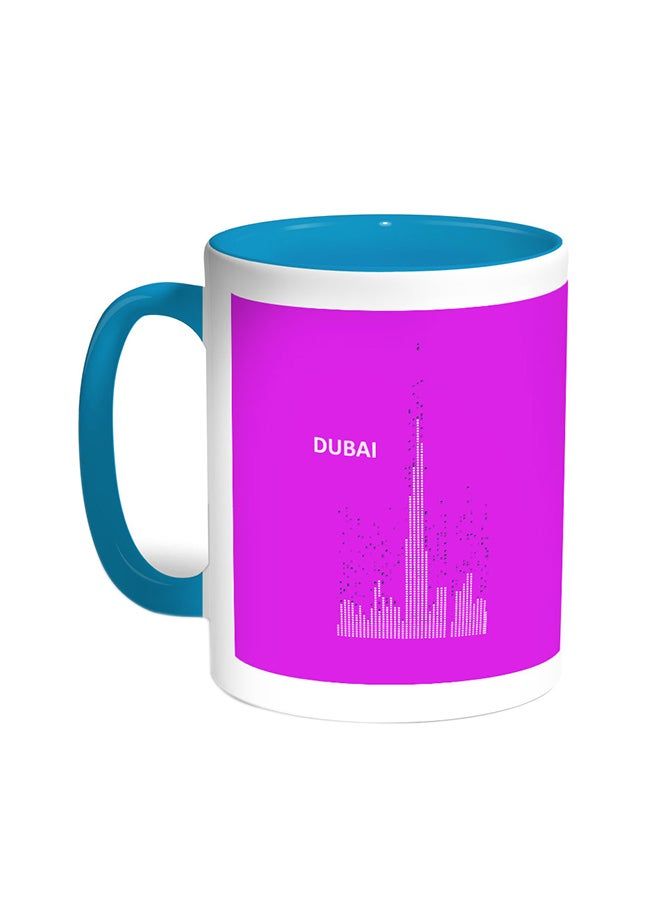 RKN Abstract Drawing - Dubai Towers Printed Coffee Mug Turquoise White 11 ounce - Image 1
