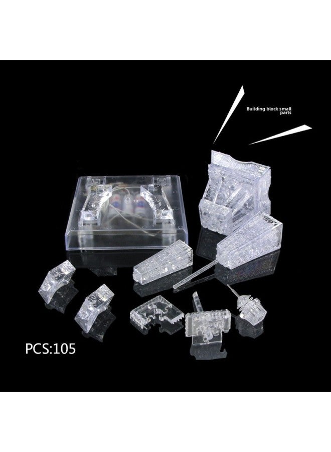 مكعبات بناء كريستال ثلاثية الأبعاد ذاتية التحميل برج باريس DIY لغز قلعة كريستال مكعبات بناء هدية للأطفال - اللون: شفاف - Image 4