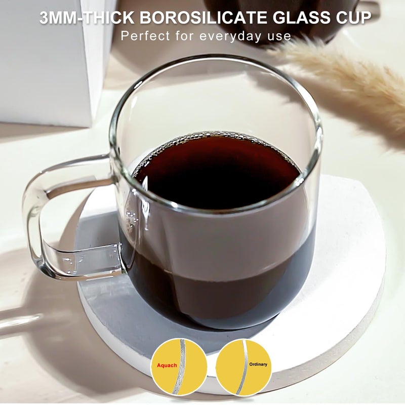 Aquach Glass Mugs 16 Oz Set Of 2  Large Clear Glass Cup With Handle For Hot/Cold Coffee Tea Beverage  Drinking Glasses - Image 4