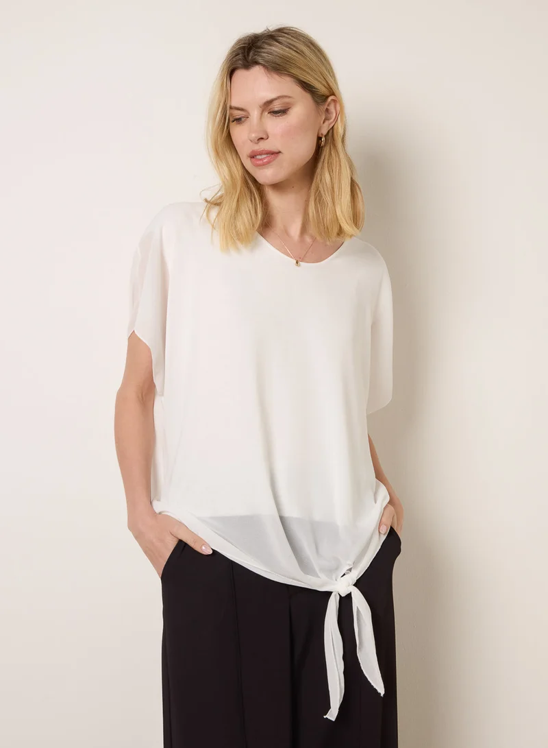 بلو فانيلا Chiffon Tie Knot Plain Top