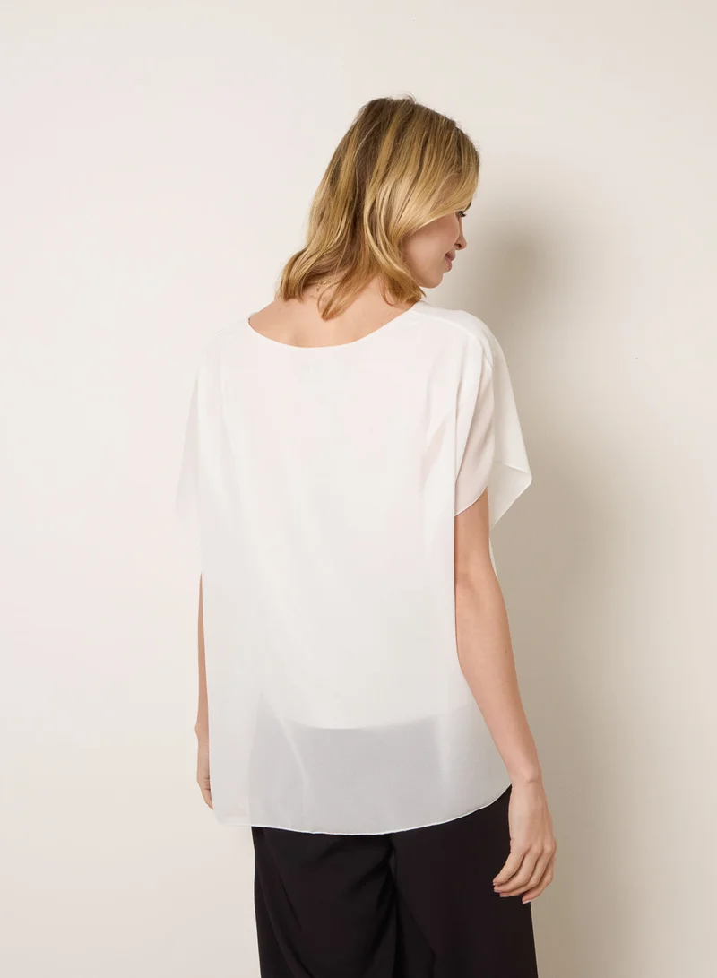بلو فانيلا Chiffon Tie Knot Plain Top
