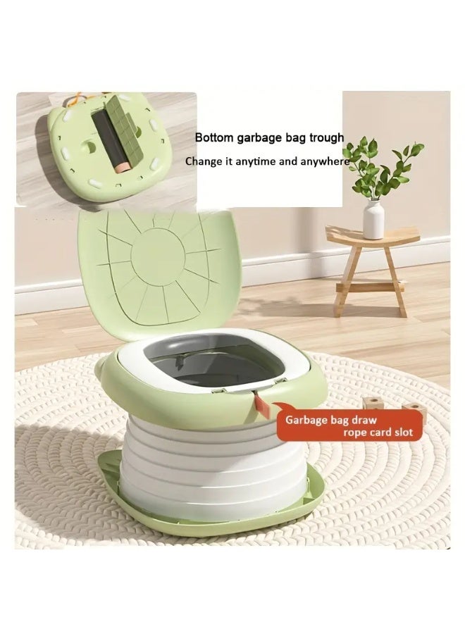 Bukela Cat Design Portable Travel Potty for Toddler, Convenient Training Toilet for Girls and Boys, Folding Toilet for Car Camping Indoor Outdoor, Pottie for Kids (Green) - Image 5