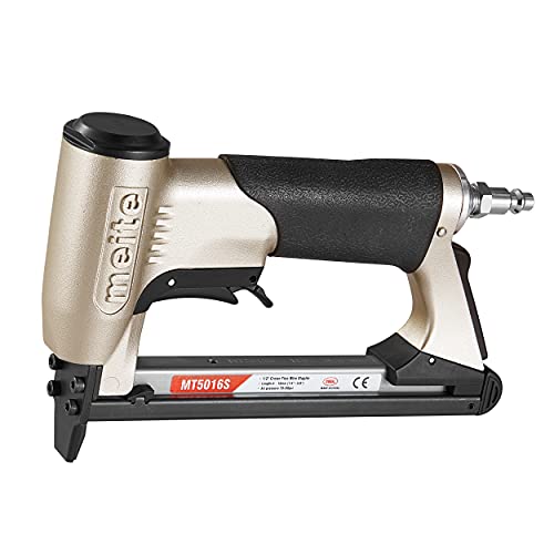 meite Upholstery Stapler with Safety Trigger, for 20 Gauge 1/2-Inch Crown Staples, Heavy-Duty Pneumatic Staple Gun for Woodworking, Professional and DIY Projects (Model MT5016S) - Image 1