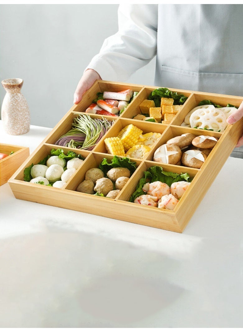 هومستر خدمة علبة المنزلية الخيزران والخشب علبة مربع تسعة قصر شبكة علبة الفواكه شواء الخبز علبة وعاء خشبية ساخنة علبة ديكور - Image 1