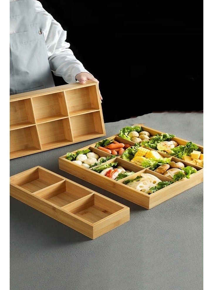 هومستر خدمة علبة المنزلية الخيزران والخشب علبة مربع تسعة قصر شبكة علبة الفواكه شواء الخبز علبة وعاء خشبية ساخنة علبة ديكور - Image 3