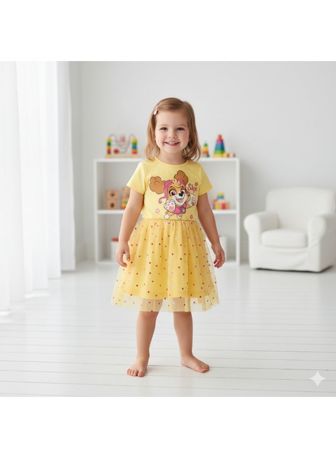 باو بترول فستان تول للبنات من باو باترول، مصنوع من القطن بنسبة 100% | شبكة من البوليستر بنسبة 100% | - Image 1