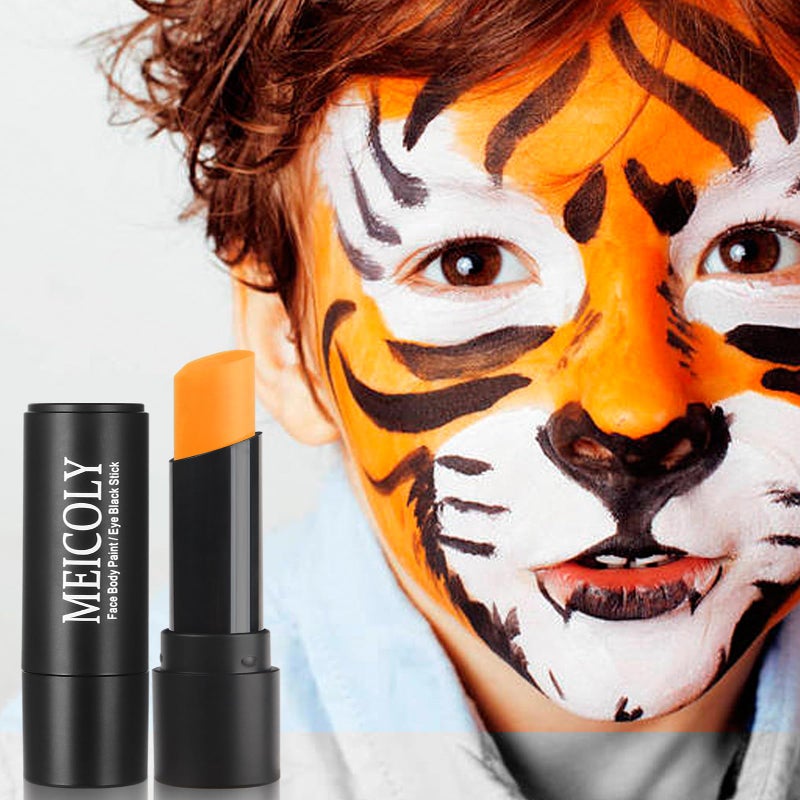 MEICOLY Orange Eye Black Stick,Waterproof Eye Black Baseball Softball Football Lacrosse,Orange Face Body Paint Stick for Halloween SFX Pumpkin Tiger Lion Cosplay Makeup - Image 4