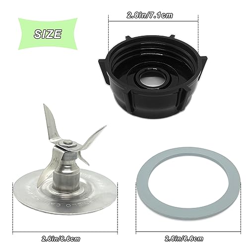 Gnicaela for Oster Blender Replacement Parts Blender Ice Crusher Blade with Jar Base Cap and Two Rubber O Ring Sealing Ring Gasket, Compatible with Oster Osterizer Blenders Accessories - Image 3