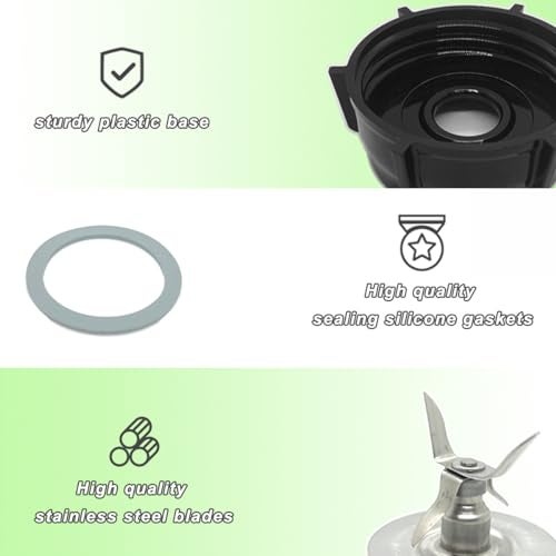 Gnicaela for Oster Blender Replacement Parts Blender Ice Crusher Blade with Jar Base Cap and Two Rubber O Ring Sealing Ring Gasket, Compatible with Oster Osterizer Blenders Accessories - Image 2