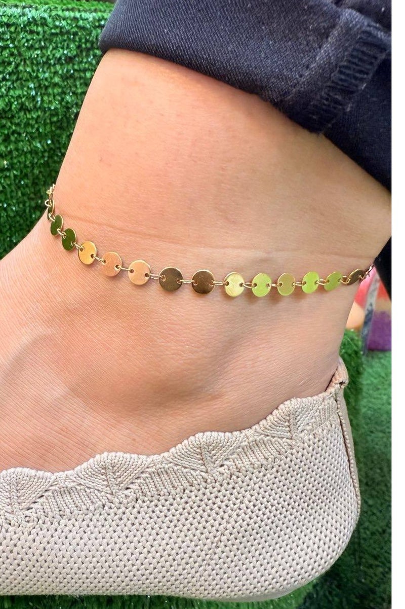 Luxuria Elegant 18K Gold Plated Stainless Steel Round Anklet for Women Adjustable - Image 2