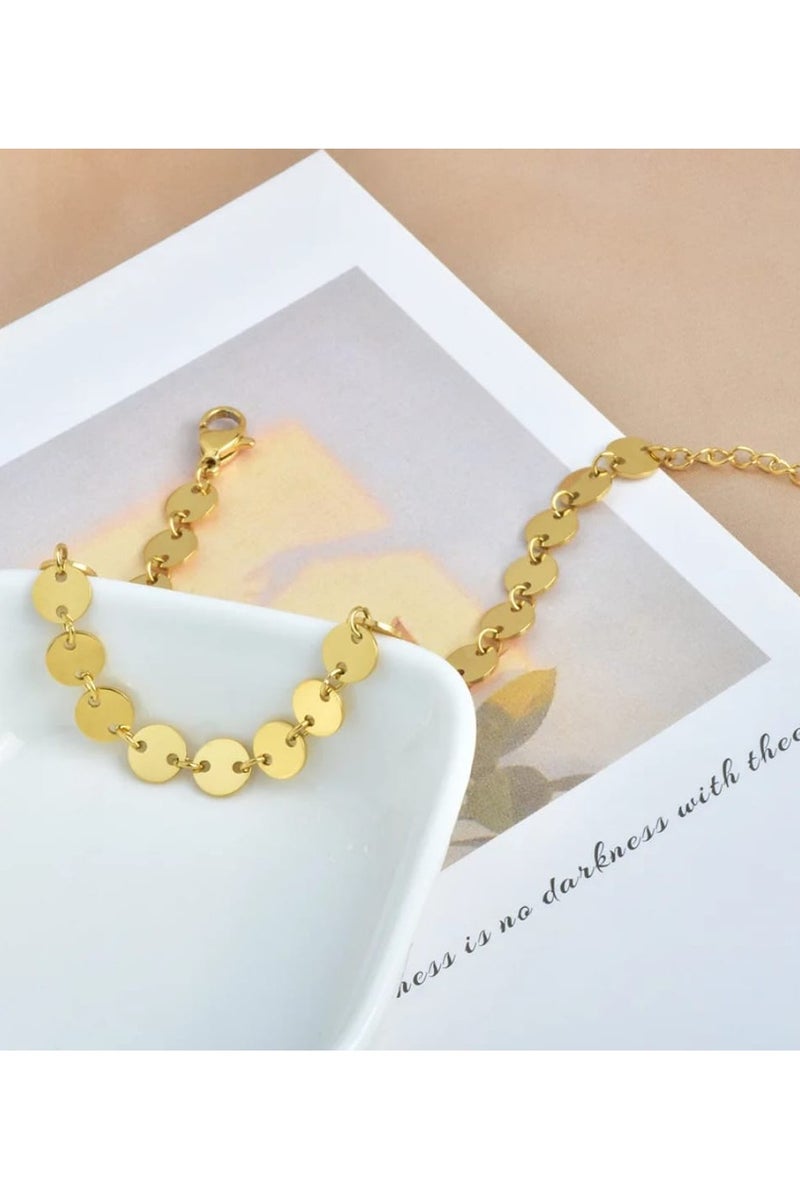 Luxuria Elegant 18K Gold Plated Stainless Steel Round Anklet for Women Adjustable - Image 3