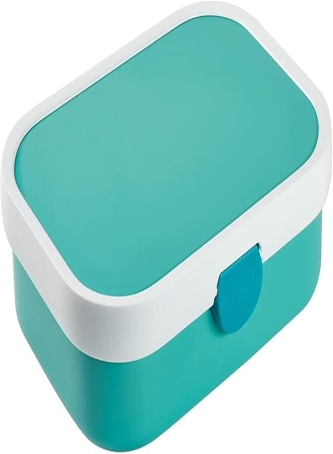 Mepal Campus lunch box with bento insert and fork, 700 ml, coloured plastic lunch box with clip closure, turquoise, 107440012200