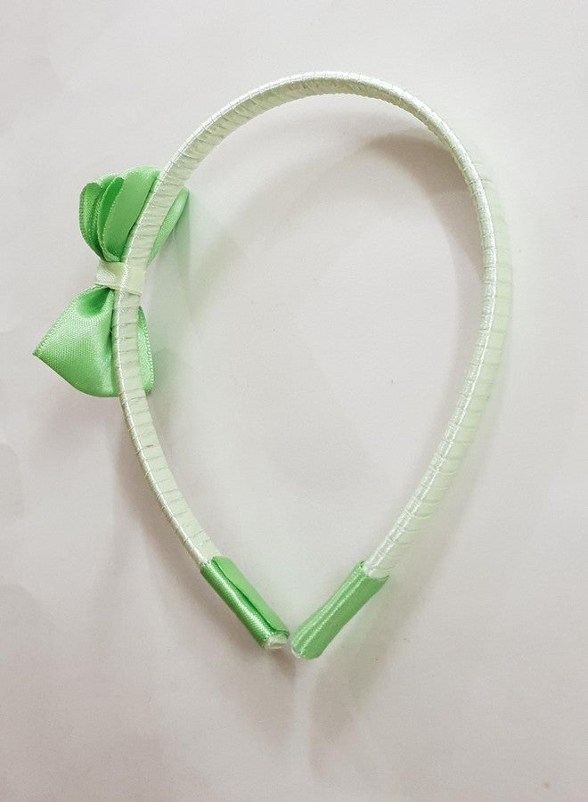 Belleza Crafting with Creativity Handmade Double Layer Green Shade1 Color Small Bow Hairband for Girls/Women SMBH Pattern2 (Pack of 1) - Image 4