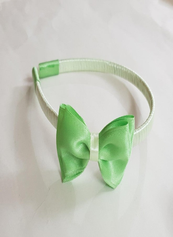 Belleza Crafting with Creativity Handmade Double Layer Green Shade1 Color Small Bow Hairband for Girls/Women SMBH Pattern2 (Pack of 1) - Image 3