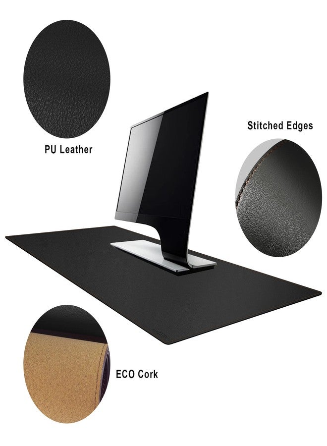 MAIDERN 47.2" x 23.6" XXL Cork & Leather Desk Mat, Reversible Full Desk Mouse Pad Protector (Black) - Image 3