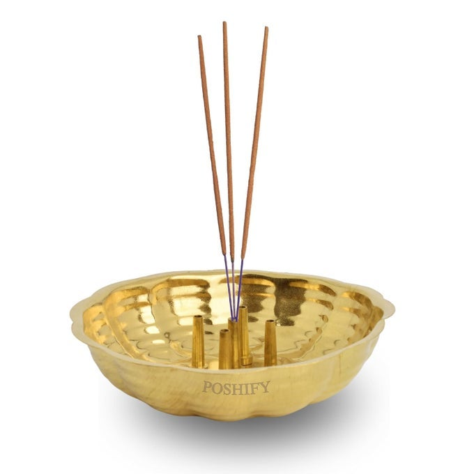 Agardan Plate Elegant Handcrafted Brass Agardan Plate for Incense Sticks Puja and Meditation Traditional Indian Design for Home Decor