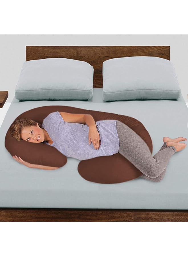 إيروريكس وسادة مريحة للحمل والأمومة مصنوعة من القطن 2.25 كجم، لون بني، 145X80X25 سم - Image 1