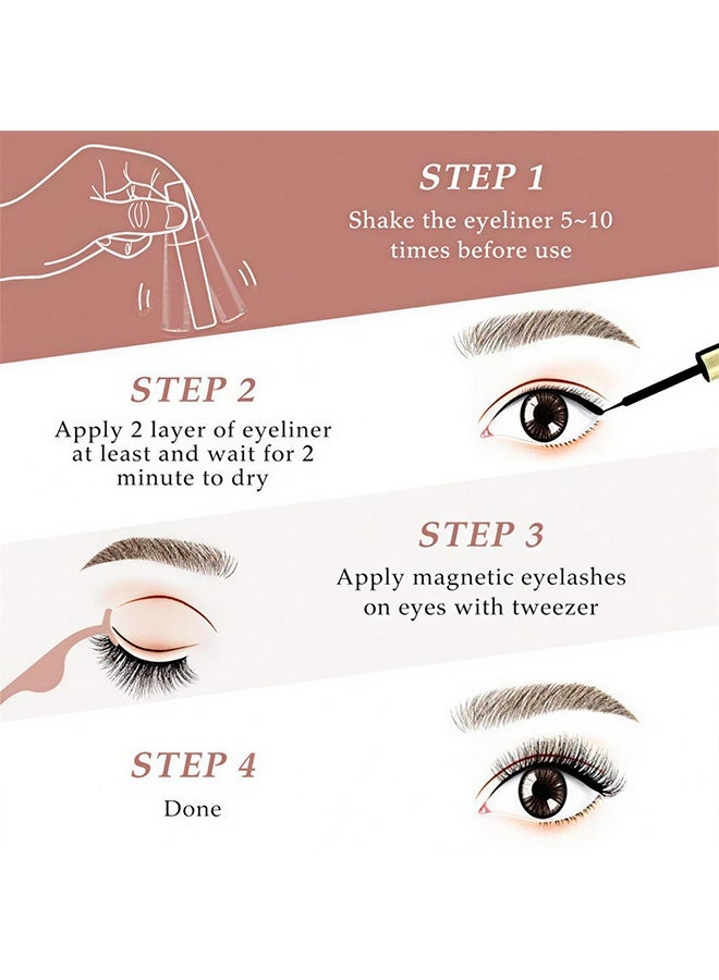 RESONIX 10 Pairs Magnetic Eyelashes with Eyeliner Kit – 3D Natural Look Reusable Lashes with 5 Magnets Per Lash, Waterproof Magnetic Eyeliner, No Glue Needed, Includes Tweezers & Gift Box (Black) - Image 5