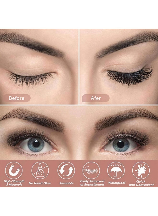 RESONIX 10 Pairs Magnetic Eyelashes with Eyeliner Kit – 3D Natural Look Reusable Lashes with 5 Magnets Per Lash, Waterproof Magnetic Eyeliner, No Glue Needed, Includes Tweezers & Gift Box (Black) - Image 3