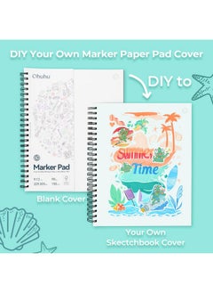 Ohuhu Ohuhu Double Sided Marker Pads Art Sketchbook Bleedproof - 229mm×305mm Large Paper Size - 90LB/150GSM Smooth Drawing Paper - 60 Sheets/120 Pages, Spiral Bound Sketching Book for Alcohol Markers Christmas  - Image 2