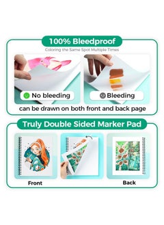 Ohuhu Ohuhu Double Sided Marker Pads Art Sketchbook Bleedproof - 229mm×305mm Large Paper Size - 90LB/150GSM Smooth Drawing Paper - 60 Sheets/120 Pages, Spiral Bound Sketching Book for Alcohol Markers Christmas  - Image 3