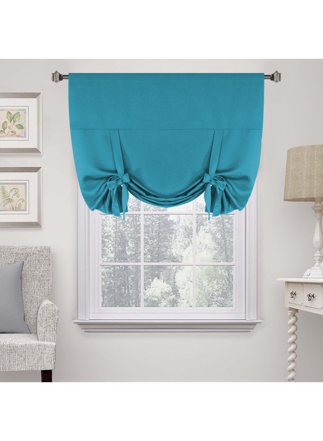 H.VERSAILTEX HVersailtex Balloon Shades Blackout Curtain Tie Up Shades Privacy Thermal Insulated Window Curtain Panel for Glass DoorKitchen Window 1 Piece 42 inches W by 63 inches L Turquoise Blue - Image 3