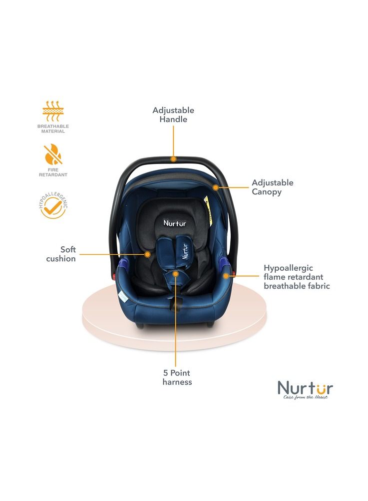 Nurtur Nemo Baby Carrier Adjustable Canopy and Handle Extra Protection 3 Point Safety Harness Suitable from 0 months to 12 months Upto 13kg Blue Official Product - Image 3