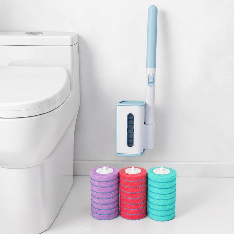 KZKR Disposable Toilet Brush, Wall-Mounted Rotating Holder Set, Bathroom Maintenance, Toilet Cleaner（Mixed Fragrance） - Image 1