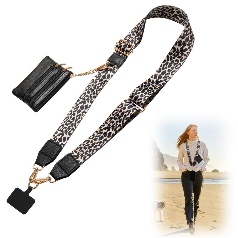 CUEDM Cell Phone Lanyard Crossbody,Adjustable Cell Phone Strap with Detachable Wristlet for Hands-Free Occasions,Clip and Go Strap for Phone with Wallet Crossbody - Image 1