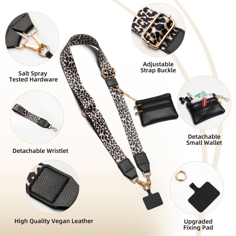 CUEDM Cell Phone Lanyard Crossbody,Adjustable Cell Phone Strap with Detachable Wristlet for Hands-Free Occasions,Clip and Go Strap for Phone with Wallet Crossbody - Image 4
