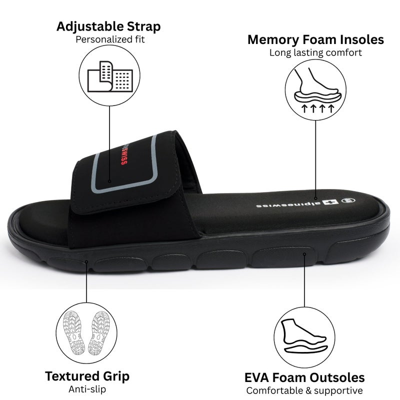 Alpine Swiss Gabe Men's Cloud Slide Sandals | Ultra-Comfortable Shock-Absorbing Foam Insole with Arch Support | Adjustable Strap Waterproof Anti-Slip Traction | Great for Recovery Gym Shoes 9 - Image 2