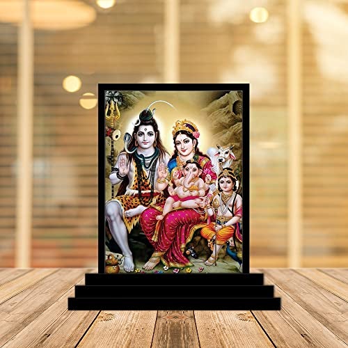 Vprint Shiv Parivar Murti for Home Puja Wooden Decor | Mahadev Design with Stand | Size 7.5X10 cm | Home Mandir & Office Desk Spiritual Gift - Image 4