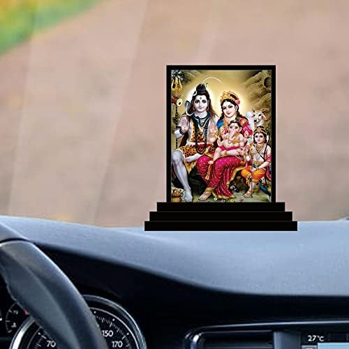 Vprint Shiv Parivar Murti for Home Puja Wooden Decor | Mahadev Design with Stand | Size 7.5X10 cm | Home Mandir & Office Desk Spiritual Gift - Image 3