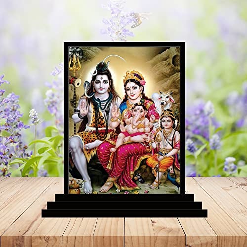 Vprint Shiv Parivar Murti for Home Puja Wooden Decor | Mahadev Design with Stand | Size 7.5X10 cm | Home Mandir & Office Desk Spiritual Gift - Image 2