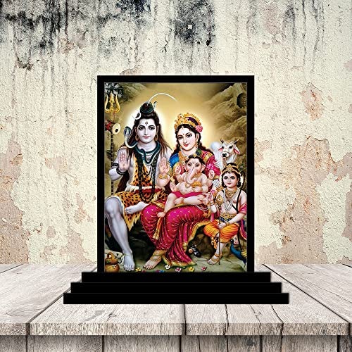 Vprint Shiv Parivar Murti for Home Puja Wooden Decor | Mahadev Design with Stand | Size 7.5X10 cm | Home Mandir & Office Desk Spiritual Gift - Image 5