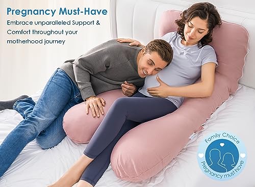 QUEEN ROSE Pregnancy Pillows for Sleeping, Cooling U Shaped Body Pillow, Maternity Pillow for Pregnant Women with Silky Soft Cover, Pink - Image 5