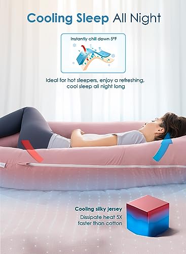 QUEEN ROSE Pregnancy Pillows for Sleeping, Cooling U Shaped Body Pillow, Maternity Pillow for Pregnant Women with Silky Soft Cover, Pink - Image 3