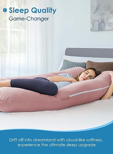 QUEEN ROSE Pregnancy Pillows for Sleeping, Cooling U Shaped Body Pillow, Maternity Pillow for Pregnant Women with Silky Soft Cover, Pink - Image 4
