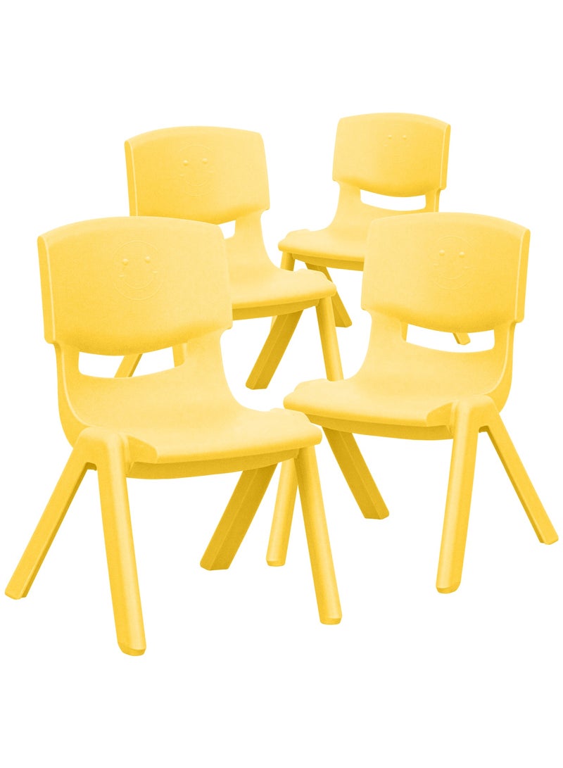 Funz 4 Pieces Funz Stackable Plastic Kids Learning Chairs, 40 X 32 X 51cm, The Perfect Chair for Playrooms, Schools, Daycares and Home, Yellow - Image 1