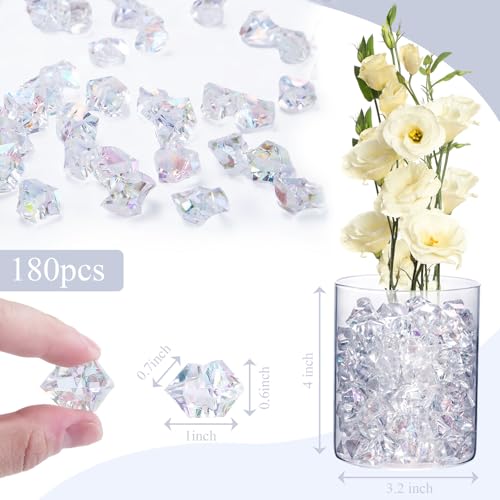 FUTUREPLUSX 180PCS Fake Ice, Vase Filler Acrylic Fake Diamonds Clear Rocks for Fish Tank Table Scatter Decor - Image 3