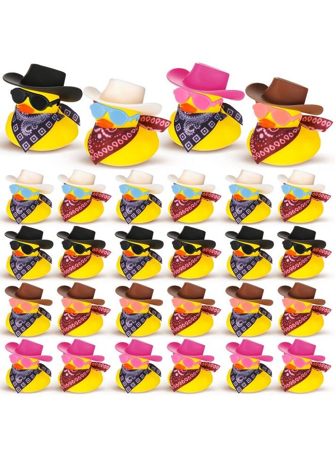 Hanaive 24 Sets Cowboy Rubber Ducks With Mini Cowboy Hat Scarf And Sunglasses Cute Bath Rubber Ducks Small Bathtub Accessories Toys For Baby Shower Birthday Swimming Party Gifts Decorations - Image 2