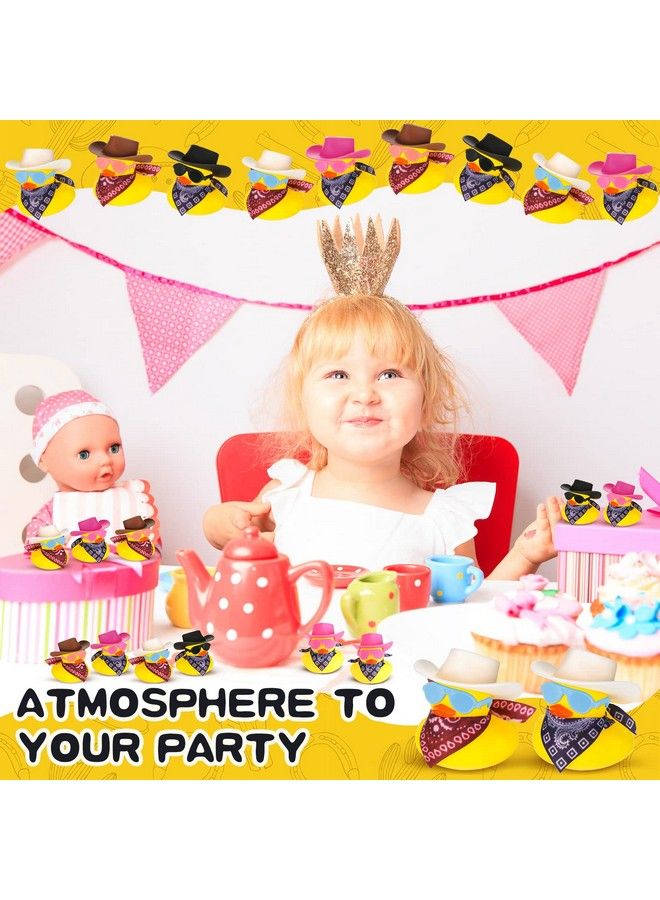 Hanaive 24 Sets Cowboy Rubber Ducks With Mini Cowboy Hat Scarf And Sunglasses Cute Bath Rubber Ducks Small Bathtub Accessories Toys For Baby Shower Birthday Swimming Party Gifts Decorations - Image 4